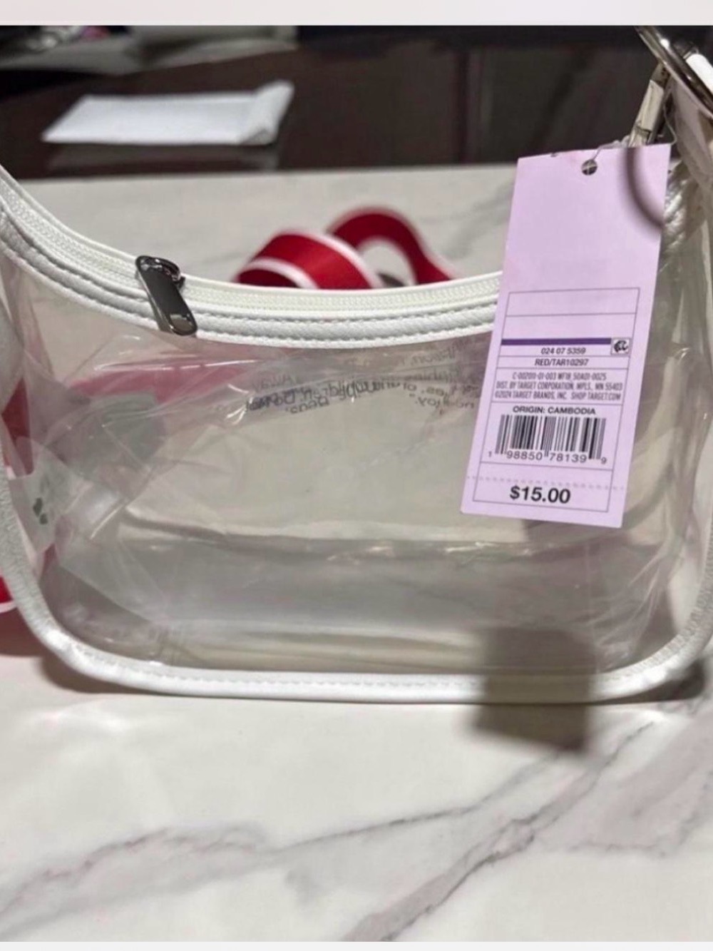 Target Clear Cosmetic Bag with White Trim